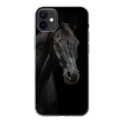 Produktbild von MuchoWow® Handyhülle Schutzhülle Hülle für iPhone 12 mini Pferd - Nutztier - Schwarz Silikon Softcase Handy Hülle - Bild
