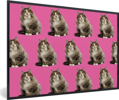 Produktbild von MuchoWow® MuchoWow® Gerahmtes Poster Tier - Muster - Rosa 60x40 cm - Poster mit zchwarzem Bilderrahmen - Printing - Wanddeko Schlafzimmer