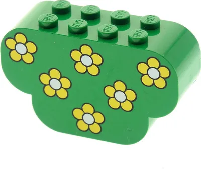 Produktbild von 1x Lego Bau Motiv Stein 2x6x3 grün bedruckt Blumen gelb Pflanze 30075pb01