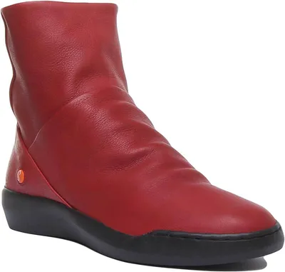 Produktbild von Softinos Bler550 Frauen Weiches Leder Lässige Stiefelette Mit Seite Reißverschluss Rot – undefined / Rot
