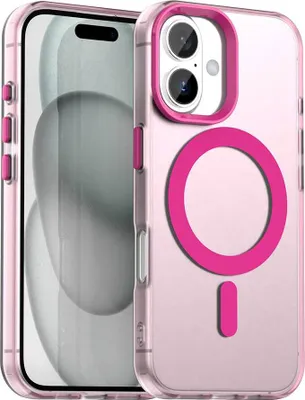 Produktbild von Magnetisch Hülle für iPhone 16, Schlank Durchscheinend Matt Stoßfest Handyhülle Rot