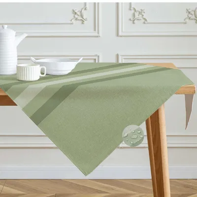 Tischdecke 85x85 cm, grün, gestreift, wasserabweisend, Polyester
