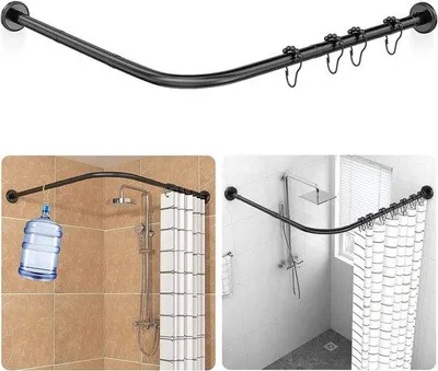 Produktbild von Famanu Duschstange L-Form verstellbar - 18 Ringe - Edelstahl - 70-100×70-100cm