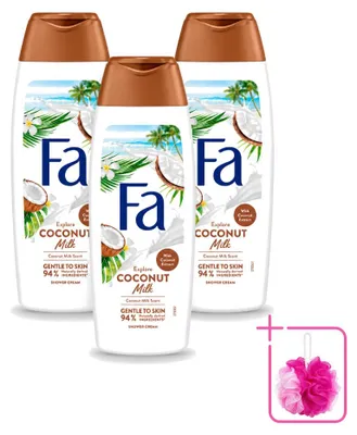 Obrázok produktu pre 3 x Gél na sprchu Fa s kokosovým mliekom – hydratuje a ošetruje – 250 ml – výhodný balík – 3 kusy