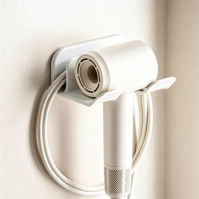 Image de Support pour sèche-cheveux sans perçage - Support mural pour sèche-cheveux - Support pour sèche-cheveux Dyson