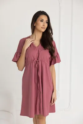 Produktbild von DOLCE SONNO Damen Nachthemd Celine – Umstands- und Stillnachthemd aus 100% Baumwolle für Schwangere & Stillende – Malaga, Größe L