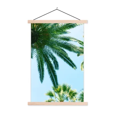 Produktbild von MuchoWow® Textilposter Palmwedel - Himmel - Sommer - Tropisch 60x90 cm mit holzfarbenen Rahmen - Textil