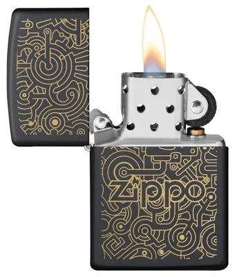 Produktbild von Zippo Sturmfeuerzeug Gears Schwarz Matt Nachfüllbar Windfest Geschenkbox USA