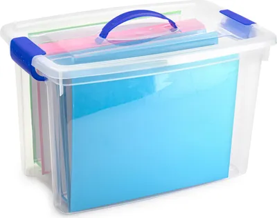 Produktbild von Aufbewahrungsbox mit Deckel - transparent blau - 22 Liter - 28 x 45 x 28 cm - Kunststoff
