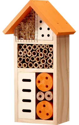 Produktbild von Insektenhotel „Bugston“ - Holz - naturbelassen - 13 x 8 x 26 cm - Bienenhotel