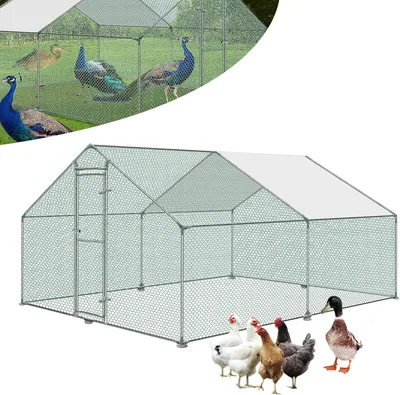 Imagen del producto de Gallinero - Corral para gallinas - Estructura para aves de corral - Corral exterior - Jaula para animales - 3 x 4 x 2 metros