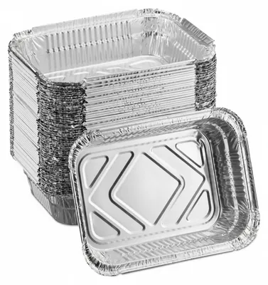 Image de Relaxdays - Barquettes en aluminium pour barbecue, lot de 50, L x P : 18,5 x 13 cm, barquettes carrées, bacs d'égouttage pour cuisson indirecte, couleur argent