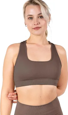 Produktbild von Damen Sport BH Medium Support -Reflect- von Stark Soul® mit Cups & Racerback -  Deep Taupe – M