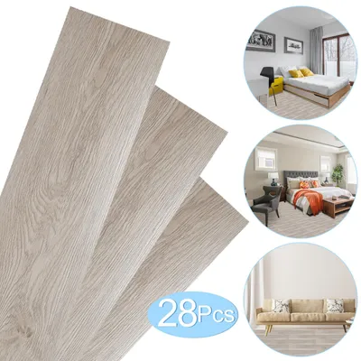 Zdjęcie produktu dla Peviasot, podłoga winylowa PVC, 4 m², samoprzylepna, deski/płytki, antypoślizgowa, wodoodporna, 28 sztuk, wzór drewna (jasnoszary)