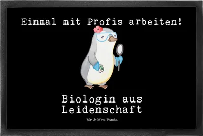 Produktbild von Mr. & Mrs. Panda fußmatte Biologin Leidenschaft 40 x 60 cm - Schwarz - Geschenk, Bachelor, Spruch, Labor, Witzig, Beruf, Gummimatte, Studium, Schmutzfangmatte