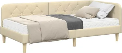 Obrázok produktu pre Rohový rám postele Krémová 90 x 200 cm látka