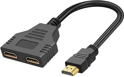 Image de Adaptateur HDMI double pour deux écrans, écrans LCD, téléviseurs HD, écrans LED HD et projecteurs