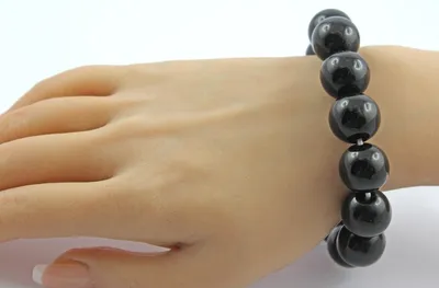Produktbild von Obsidian Armband schwarze Natur Edelsteine flexibel 20