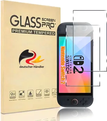 Produktbild von 2X Schutzglas für Nintendo Switch 2 Displayfolie Panzerfolie Hartglas 9H Klarfolie