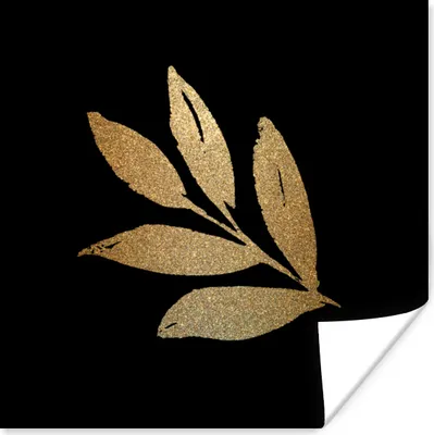 Produktbild von MuchoWow® Poster Blätter - Gold - Zweig 50x50 cm - Wohnzimmerdekoration
