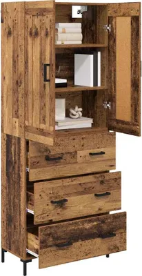 Image de vidaXL Buffet haut avec tiroirs, 2 pièces, bois recyclé, aggloméré