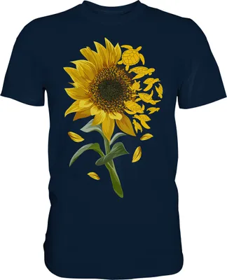 Produktbild von Schildkröten Sonnenblumen T-Shirt Garten Motiv Gärtner Geschenk – Navy / XL