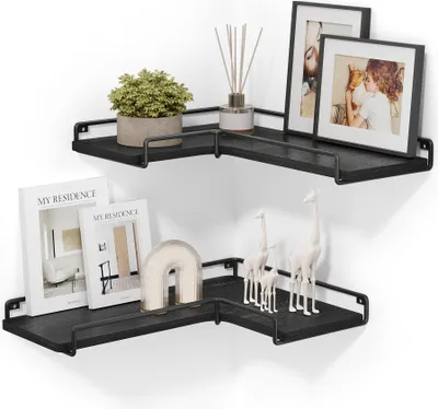 Produktbild von VASAGLE Eckregal, 2er Set L-förmig , Wandregal, Industrie-Design, für Wohnzimmer,schwarz SLL831B22