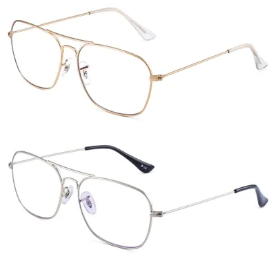 Immagine prodotto di Omgoods - Set di 2 occhiali da lettura con filtro per la luce blu e montatura in metallo