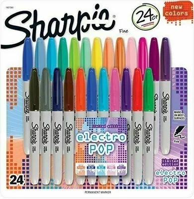 Produktbild von Sharpie Permanent Marker | Marker Stifte mit feiner Spitze | gemischte Electro Pop- und Originalfarben | 24 Stück Market Set