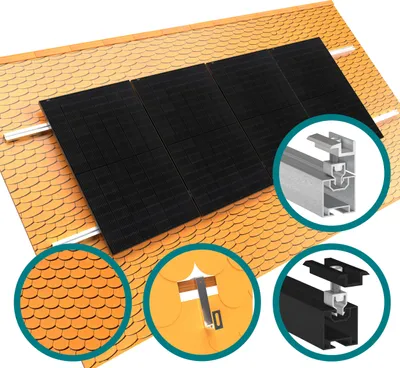 Produktbild von Erweiterungs-Montageset Klickfix Biberschwanzdach schwarz, Solarmodul-Dachbefestigungsset