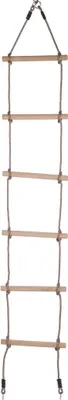 Image de échelle de corde 210 cm 6 marches 30 cm bois marron clair