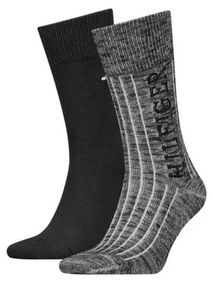 Image de Tommy Hilfiger - Chaussettes pour homme (lot de 2) NA900 (43 EU - 47 EU) (noir/gris)