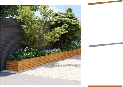 Immagine prodotto di vidaXL Letto rialzato 1152x50x36 cm in acciaio corten - Vasi e fioriere