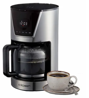 Produktbild von Cloer 5257 Filterkaffeemaschine für 12 Tassen, mit Warmhaltefunktion, 3 Aromastufen, LCD-Touch-Display, Timer, Tropfstopp & Auto-Off, inkl.