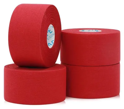 Obrázek produktu pro Sportovní páska, 4 role, elastická, šetrná k pokožce, červená, rozměry 3,8 cm x 13,7 m