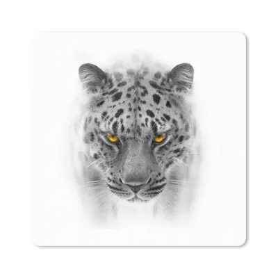 Produktbild von MuchoWow® Mauspad Mousepad Leopard - Schwarz - Weiß - Tiere 30x30 cm - Mousepads - Maus Mat - Pad - Mausunterlage - Gaming