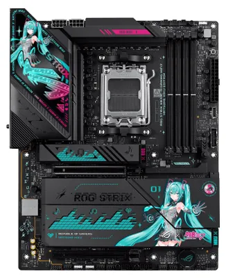 Obrázok produktu pre ASUS ROG STRIX X870E-H GAMING WIFI7 HATSUNE MIKU EDITION, AMD, Pätica AM5, AMD Ryzen 7000 Series, AMD Ryzen 8000 Series, AMD Ryzen 9000 Series, DDR5-SDRAM, 256 GB, Dvojkanálový