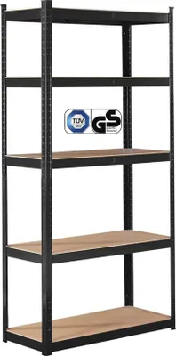 Immagine prodotto di Scaffali robusti 180x90x40 cm, portata 875 kg, 5 pannelli in MDF, nero
