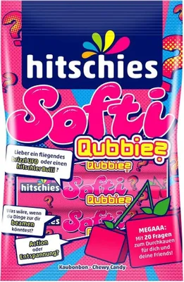 Produktbild von Hitschies Softi Qubbies Kirschgeschmack fruchtige Kaubonsbons 80g