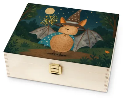 Produktbild von Mr. & Mrs. Panda Tee Box Fledermaus Zauberer Design - Weiß - Geschenk, Teebox, Teekasten, für Paare, Frauen, Aufbewahrung, Lustige Sprüche, Teedose, Teebeutel, Magier
