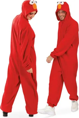 Monster Kostüm Kuschelmonster Omle Rot für Erwachsene von Hinten und von Vorne