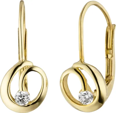Produktbild von Ohrringe Ohrhänger 12,8x6,7mm 2 Zirkonia weiß 333 Gold Gelbgold teilrhodiniert