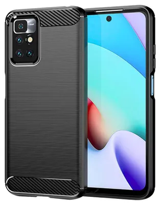 Produktbild von Techsuit Carbon Silicone Back Cover Hülle für Xiaomi Redmi 10/10 2022 - Schwarz