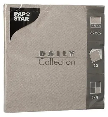 Produktbild von Servietten "DAILY Collection" 1/4-Falz 32 cm x 32 cm grau , 15 x 20 Stück