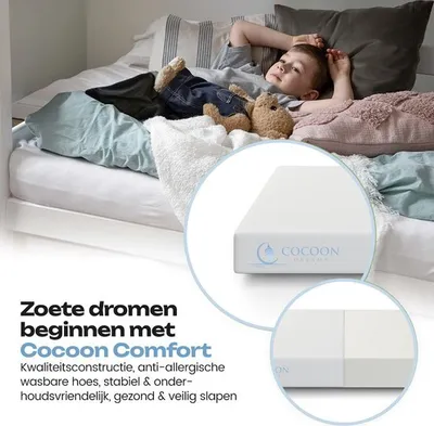 Produktbild von Baby- und Kinderbettmatratze 80x160 cm - HR+ Kaltschaum, 14 cm Höhe - Mittlerer Härtegrad - Atmungsaktiv & Antiallergisch - Abnehmbarer, Waschbarer Bezug