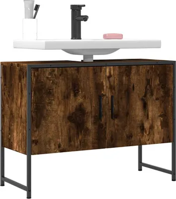 Obrázek produktu pro Umyvadlová skříňka Smoked Oak 80x33x60 cm Dřevěný materiál