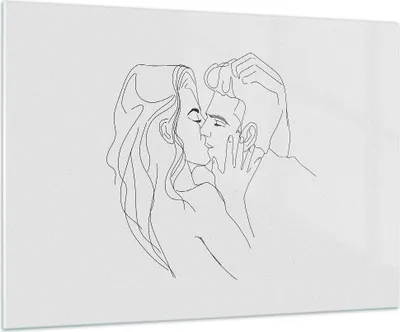 Produktbild von Bilder auf glas - Einteilig - Kuss Paar Skizze - 100x70cm - Glasbilder - Wandbilder - Bilder - zum Aufhängen bereit - Wanddekoration aus Glas - Glas Bilder - Wandbild auf Glas - GAA100x70-4434