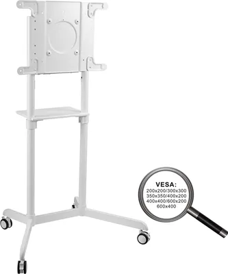 Zdjęcie produktu dla Stojak TV PureMounts®, mobilny, wyświetlacz 37-70", biały, wysokość 1595 mm