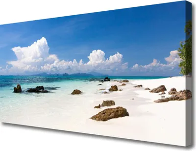 Produktbild von Tulup Leinwand-Bilder 100x50 Wandbild Canvas Kunstdruck Strand Steine Landschaft