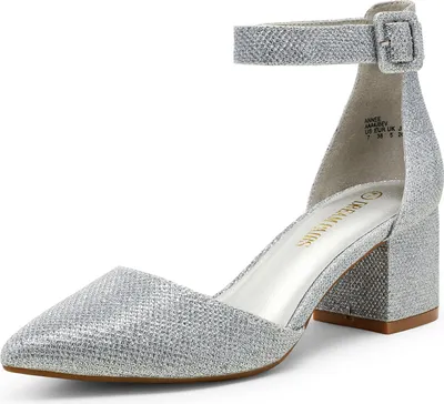 Produktbild von DREAM PAIRS Hochzeitsschuhe Damen Spangenpumps Tanzschuhe Sandaletten mit Blockabsatz Slingback Pumps,Size 41.5,Silber/Glitzer,ANNEE